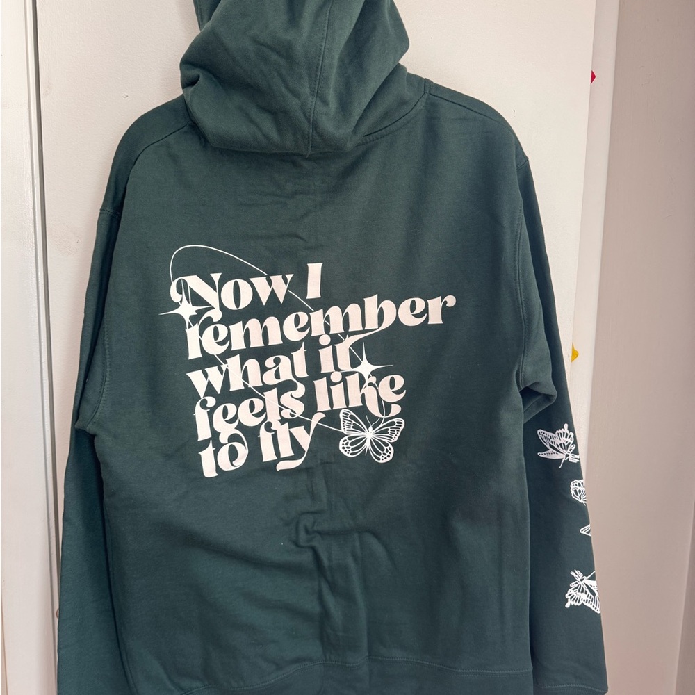 Kacey Musgraves Golden Hour Tour Merch Green Hoodie Butterfly Lyric Size S - Picture 2 of 5